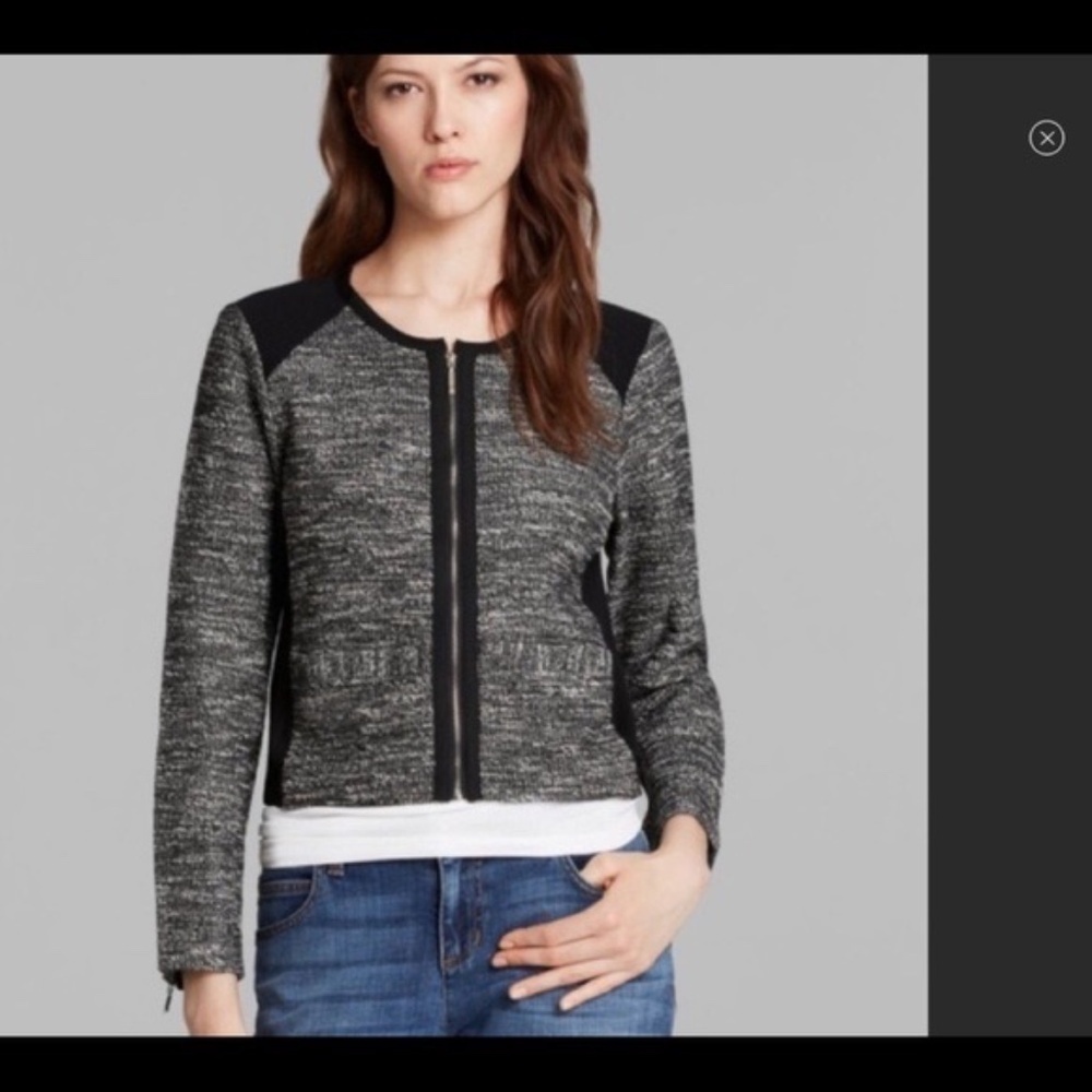 Eileen Fisher Knit Tweed Zip Cropped Jacket